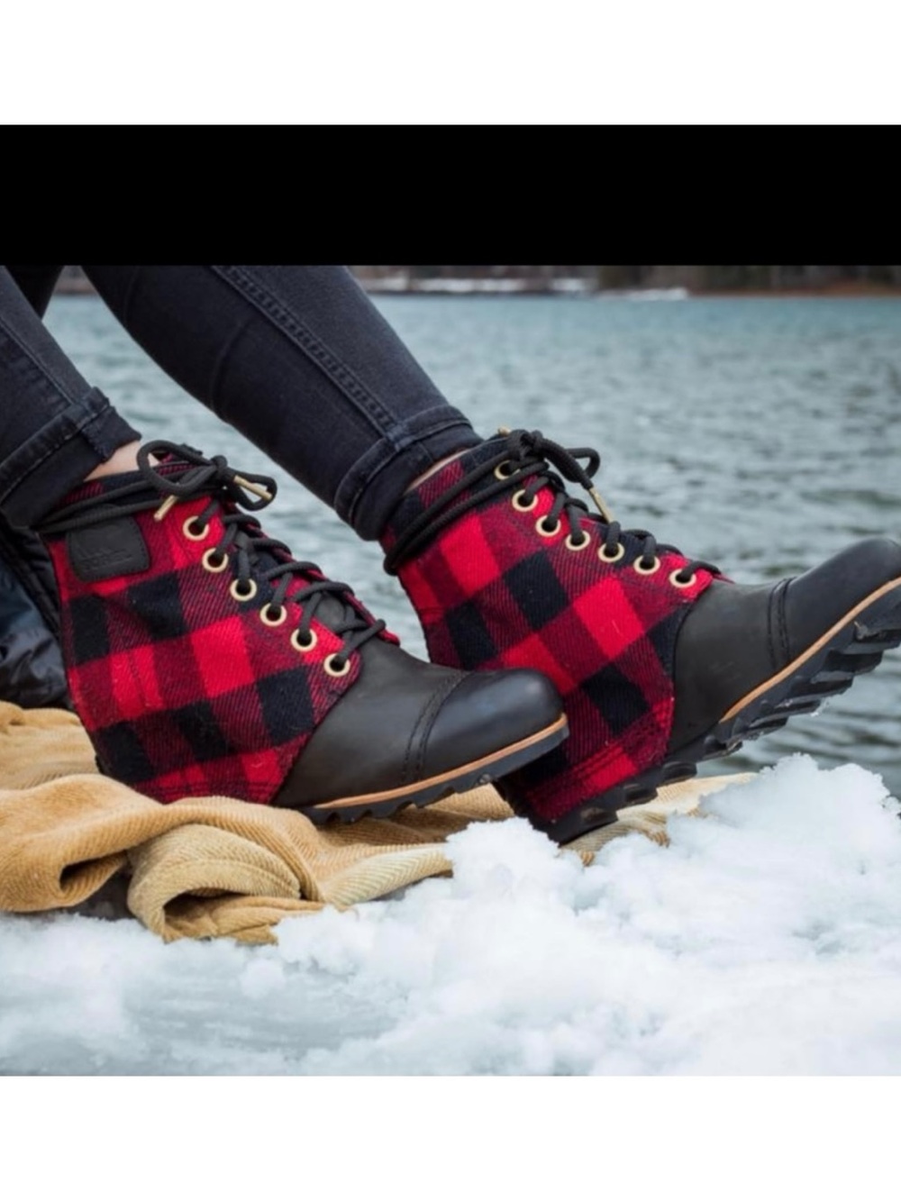 Sorel PDX Wedge Boots in Red & Black Buffalo Plaid Size 7